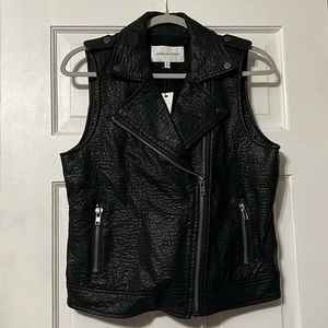 Cupcakes & cashmere black leather vest, size small, NEW!!